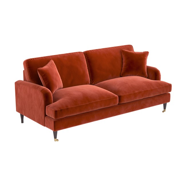 Burnt Orange Velvet 3 Seater Sofa - Payton