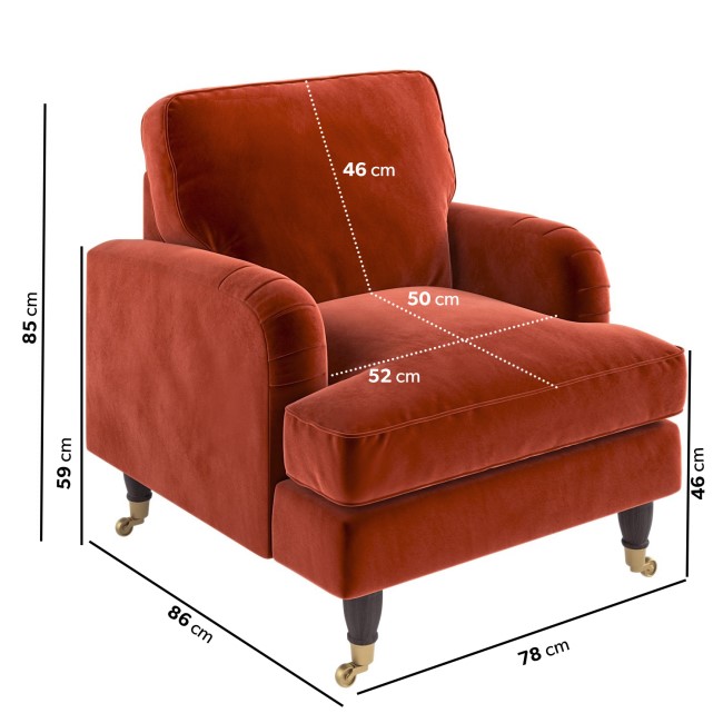 Burnt Orange Velvet Armchair - Payton