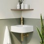 Wall Hung Corner Basin 440mm with Brass Tap Bottle Trap and Waste - Theo