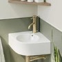 Wall Hung Corner Basin 440mm with Brass Tap Bottle Trap and Waste - Theo