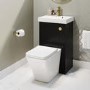 500mm Black Cloakroom Toilet and Sink Unit with Square Toilet and Brushed Brass Fittings  - Valetta