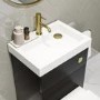 500mm Black Cloakroom Toilet and Sink Unit with Square Toilet and Brushed Brass Fittings  - Valetta