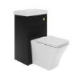 500mm Black Cloakroom Toilet and Sink Unit with Square Toilet and Brushed Brass Fittings  - Valetta