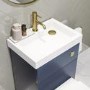 500mm Blue Cloakroom Toilet and Sink Unit with Square Toilet and Brushed Brass Fittings - Valetta