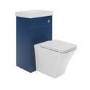 500mm Blue Cloakroom Toilet and Sink Unit with Square Toilet and Brushed Brass Fittings - Valetta