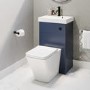 500mm Blue Cloakroom Toilet and Sink Unit with Square Toilet and Black Fittings - Valetta