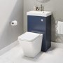 500mm Blue Cloakroom Toilet and Sink Unit with Square Toilet and Chrome Fittings - Valetta