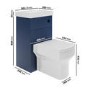 500mm Blue Cloakroom Toilet and Sink Unit with Black Fittings - Valetta