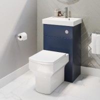 500mm Blue Cloakroom Toilet and Sink Unit with Chrome Fittings - Valetta