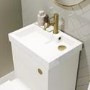 500mm White Cloakroom Toilet and Sink Unit with Square Toilet and Brushed Brass Fittings - Valetta