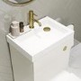 500mm White Cloakroom Toilet and Sink Unit with Square Toilet and Brushed Brass Fittings - Valetta