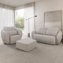 2 Seater Sofa and Armchair Set with Footstool in Cream Chenille - Vera