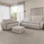 3 and 2 Seater Sofa Sofa Set with Footstool in Cream Chenille - Vera