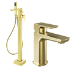 Brass Freestanding Bath Shower Mixer and Basin Tap Set wth Basin Waste - Zana