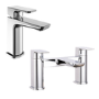 Chrome Bath and Basin Tap Set with Basin Waste- Zana