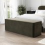 Ottoman Storage Blanket Box in Khaki Velvet - Zara