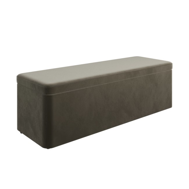 Khaki Green Velvet Super King Bed Frame with Blanket Box - Zara