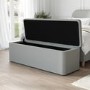 Grey Upholstered Double Bed Frame with Blanket Box - Zara