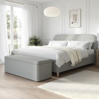 Grey Upholstered Super King Bed Frame with Blanket Box - Zara