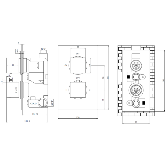 Brushed Brass Single Outlet Thermostatic Mixer Shower Set With Hand Shower- Zana