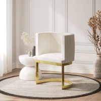 Off White Velvet Cantilever Accent Chair with Gold Legs - Zelena