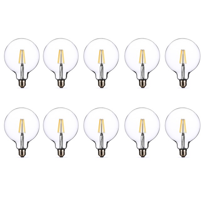 electriQ Smart Filament Bulb Large Round E27 Clear 5w - 10 Pack