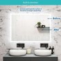 Rectangular Heated Bathroom Mirror with Lights Shaver Socket & Built in BT Speaker - 800 x 600mm - Divine