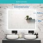 Rectangular Heated Bathroom Mirror with Lights Shaver Socket & Built in BT Speaker 1000 x 700mm - Divine