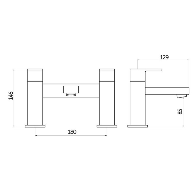 Chrome Bath Mixer Tap - Cube