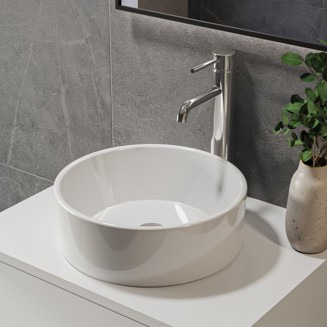 Gloss White Round Countertop Basin 388mm - Alaska