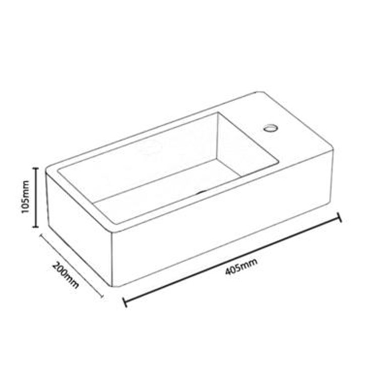 Cloakroom Wall Hung Basin Right Hand 405mm - Detroit