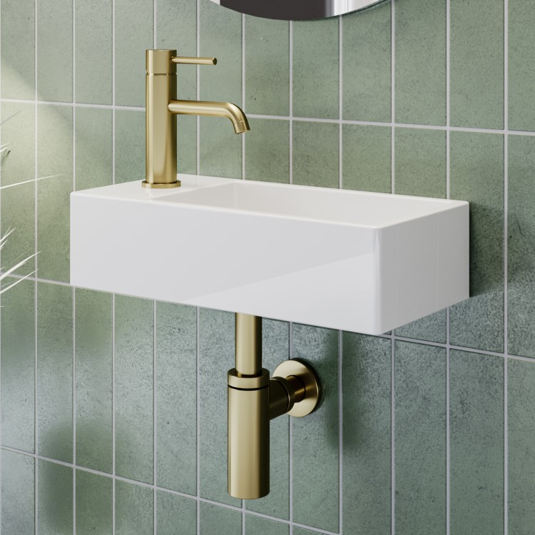 Cloakroom Wall Hung Basin Left Hand 405mm - Detroit