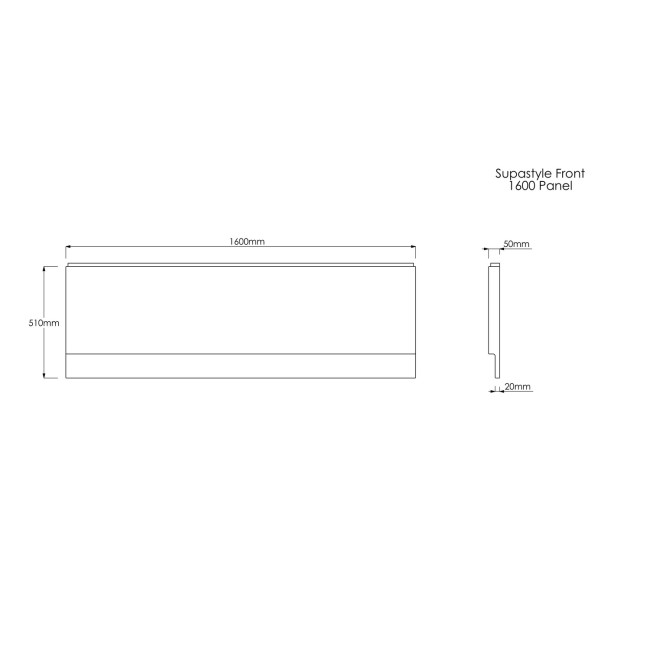 1600mm Acrylic Bath Front Panel - Supastyle