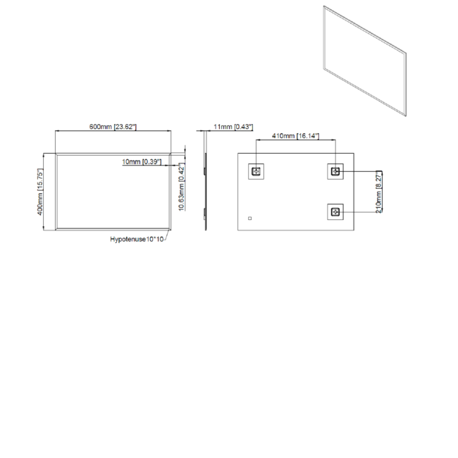 Rectangular Bathroom Mirror 400 x 600mm - Helios