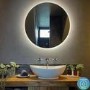 Round Backlit Heated Bathroom Mirror with Lights 800mm - Luna