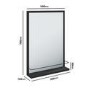 Rectangular Black Bathroom Mirror with Shelf - 500 x 700mm - Iona