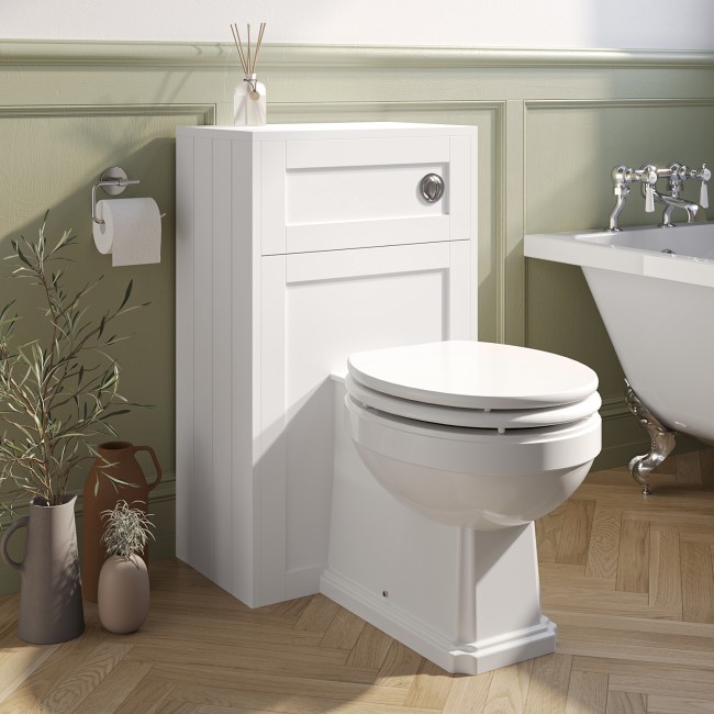 500mm White Back to Wall Toilet Unit Only - Baxenden