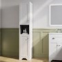 Double Door White Freestanding Tall Bathroom Cabinet 350 x 1884mm- Baxenden