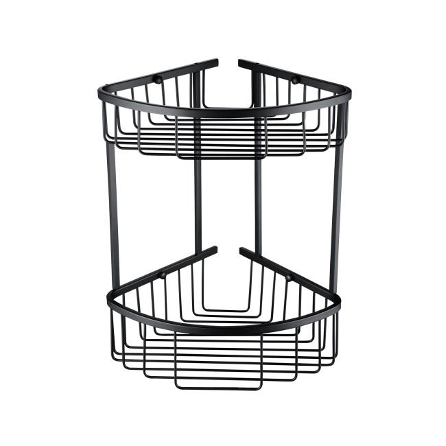 Matt Black 2 Tier Corner Shower Caddy - Arissa 