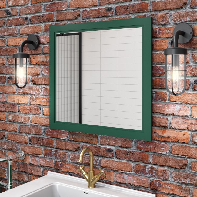 Rectangular Green Bathroom Mirror 750 x 700mm - Camden