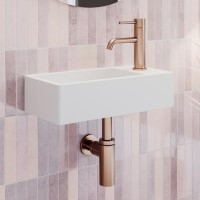 Cloakroom Matt Wall Hung Basin Right Hand 405mm - Detroit