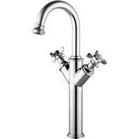 Tall Chrome Crosshead Basin Mixer Tap - Camden