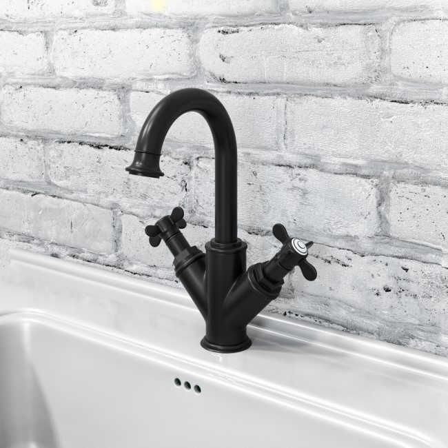 Black Crosshead Mono Basin Mixer Tap - Camden