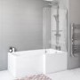 Pluto L Shape Chrome Bath Screen with Towel Rail 1450mm