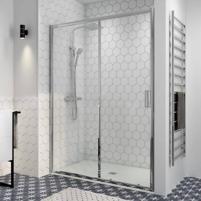 1000mm Chrome Sliding Shower Door 8mm Glass - Pavo