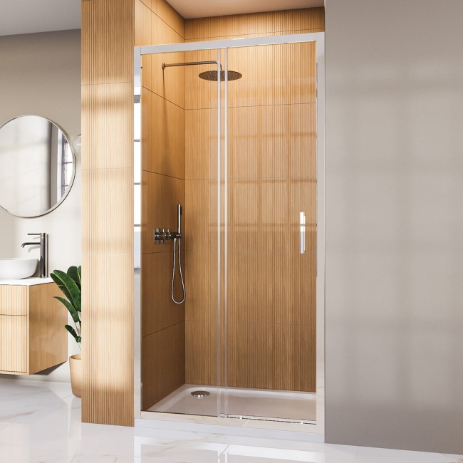 1200mm Chrome Sliding Shower Door 8mm Glass - Pavo