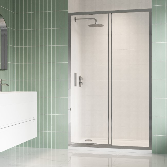 1200mm Chrome Sliding Shower Door 8mm Glass - Pavo