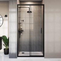 1000mm Black Sliding Shower Door 8mm Glass - Pavo