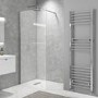 Wet Room Shower Screen 800mm Frameless with Wall Support Bar - Corvus