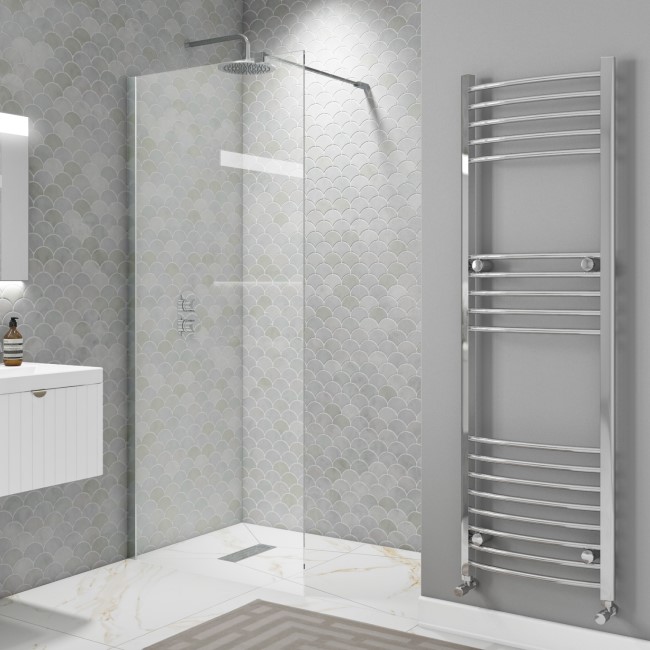 Wet Room Shower Screen 1000mm Frameless with Wall Support Bar - Corvus